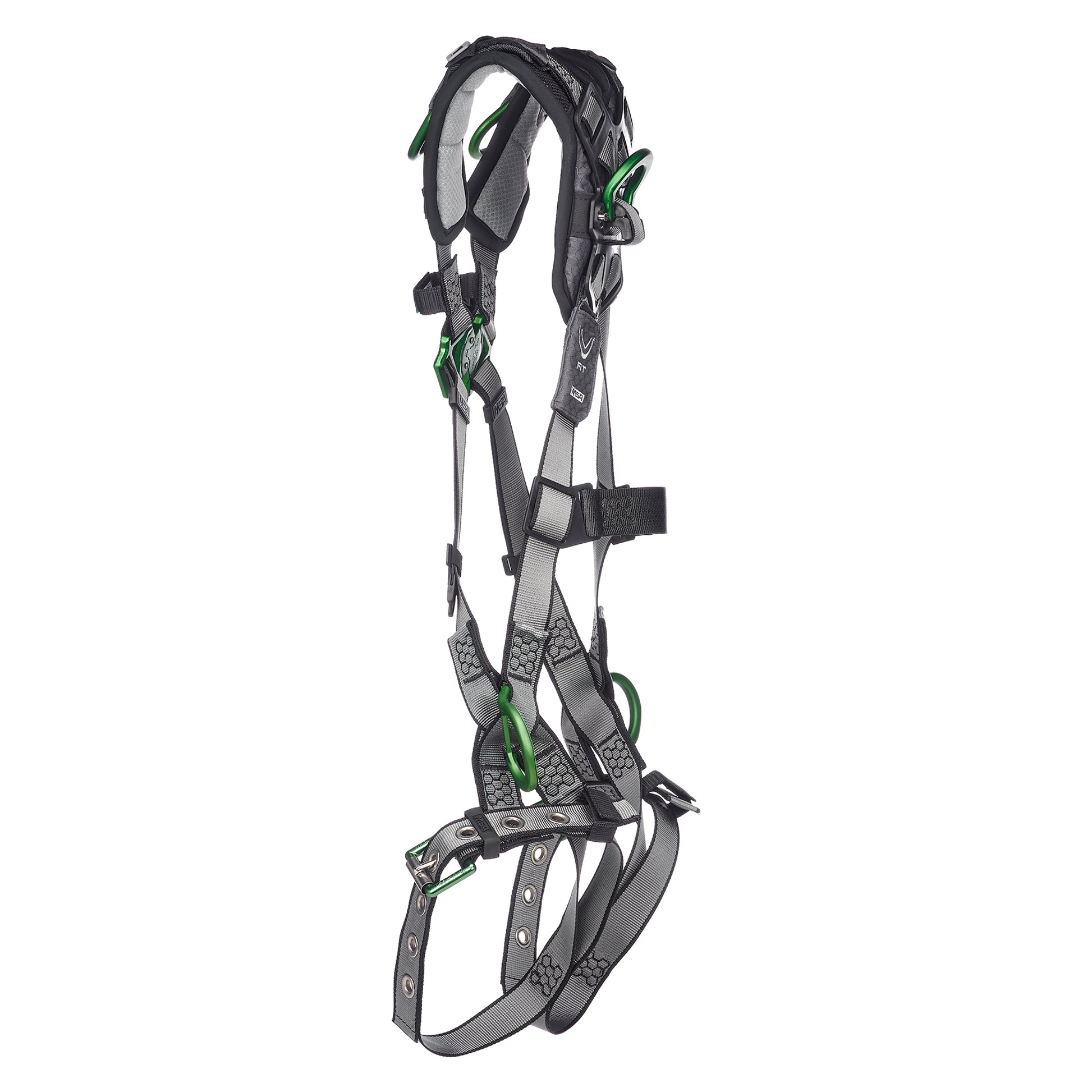 MSA V-FIT Harness w/Back, Side and Shoulder D-Rings - Tongue Buckle Leg Straps - Shoulder Padding - Extra Small - 10194940