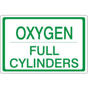 OXYGEN FULL CYLINDERS - CYLINDER LABEL - OXYGEN FULL CYLINDERS - CYLINDER LABEL, 7X10, Adhesive Vinyl