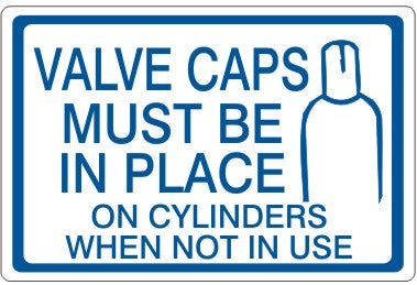 VALVE CAPS MUST BE IN PLACE ON CYLINDERS - CYLINDER LABEL