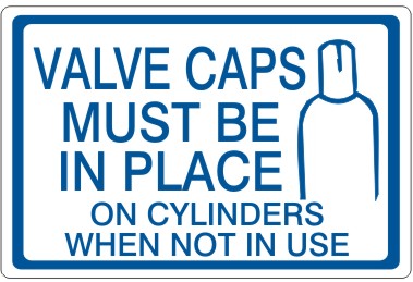 VALVE CAPS MUST BE IN PLACE ON CYLINDERS - CYLINDER LABEL