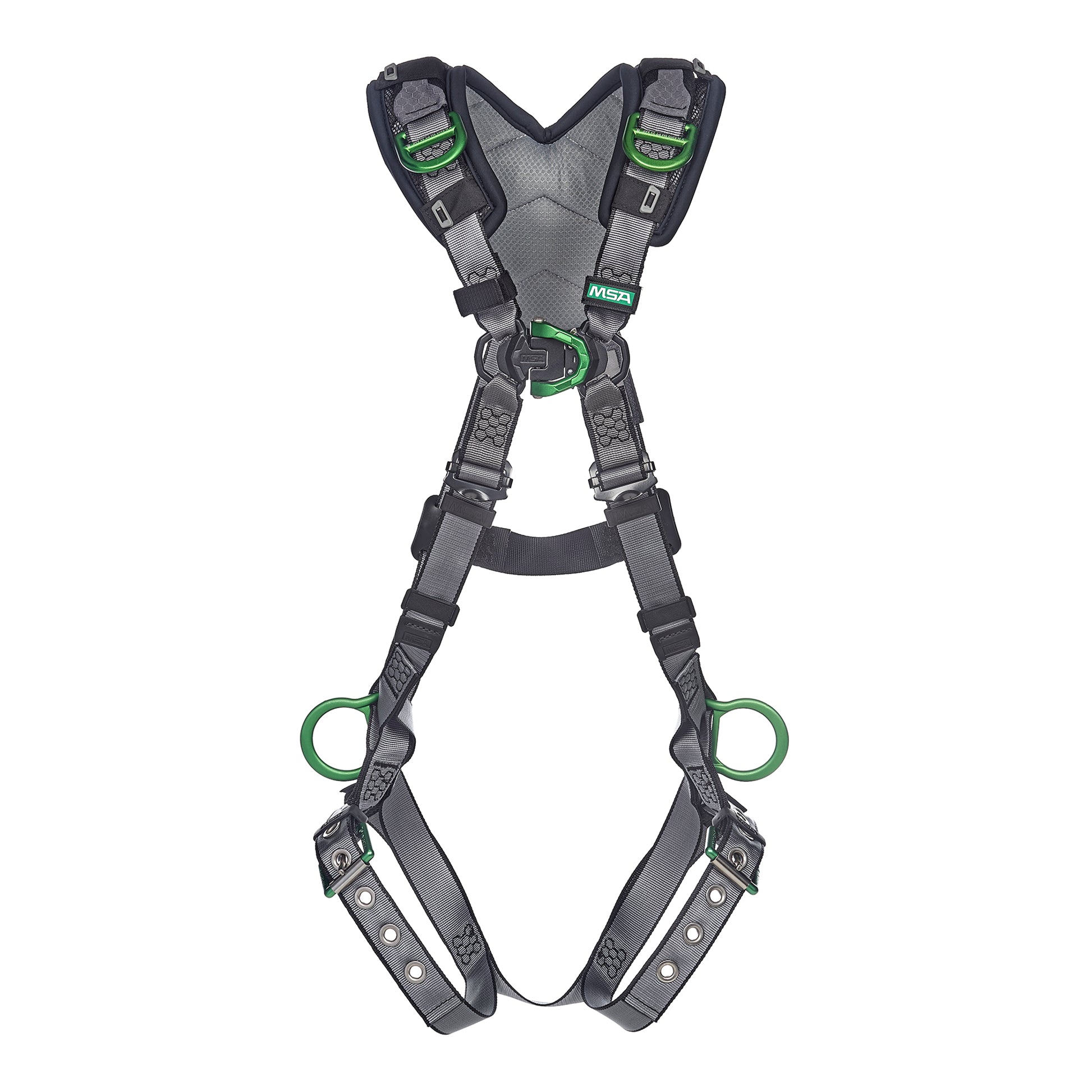 MSA V-FIT Harness w/Back, Front, Side & Shoulder D-Rings - Tongue Buckle Leg Straps - Shoulder Padding - Standard - 10194905