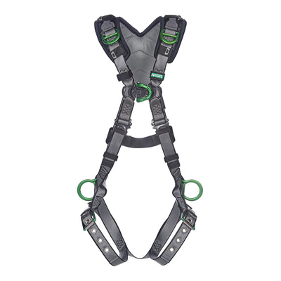 MSA V-FIT Harness w/Back, Front, Side & Shoulder D-Rings - Tongue Buckle Leg Straps - Shoulder Padding - Super Extra Large - 10194907