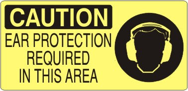 EAR PROTECTION REQUIRED IN THIS AREA WITH EAR PROTECTION PICTO - CAUTION SIGN