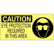 EYE PROTECTION REQUIRED IN THIS AREA  WITH EYE PROTECTION PICTO - CAUTION SIGN - EYE PROTECTION REQUIRED IN THIS AREA  WITH EYE PROTECTION PICTO - CAUTION SIGN, 7X17, Adhesive Vinyl