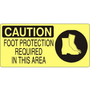 FOOT PROTECTION REQUIRED IN THIS AREA WITH BOOT PICTO - CAUTION SIGN - FOOT PROTECTION REQUIRED IN THIS AREA WITH BOOT PICTO - CAUTION SIGN, 7X17, Adhesive Vinyl