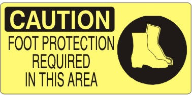 FOOT PROTECTION REQUIRED IN THIS AREA WITH BOOT PICTO - CAUTION SIGN