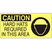HARD HATS REQUIRED IN THIS AREA WITH HARD HAT PICTO - CAUTION SIGN - HARD HATS REQUIRED IN THIS AREA WITH HARD HAT PICTO - CAUTION SIGN, 7X17, Adhesive Vinyl