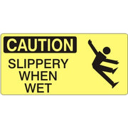SLIPPERY WHEN WET WITH FALLING PICTO - CAUTION SIGN - SLIPPERY WHEN WET WITH FALLING PICTO - CAUTION SIGN, 7X17, Adhesive Vinyl