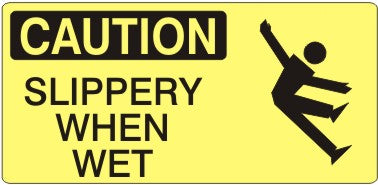SLIPPERY WHEN WET WITH FALLING PICTO - CAUTION SIGN