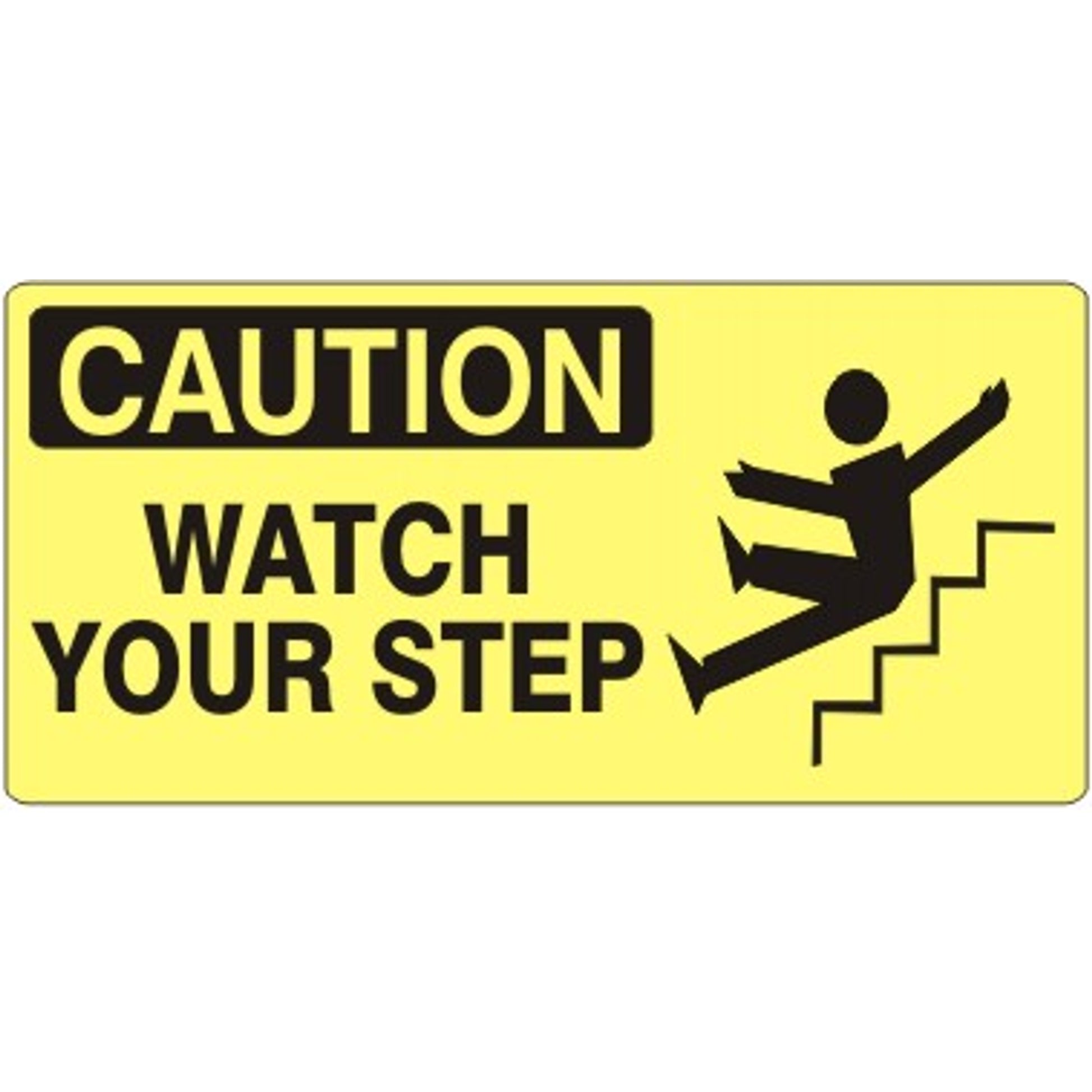 WATCH YOUR STEP MAN & STEPS PICTO - CAUTION SIGN - WATCH YOUR STEP MAN & STEPS PICTO - CAUTION SIGN, 7X17, Adhesive Vinyl
