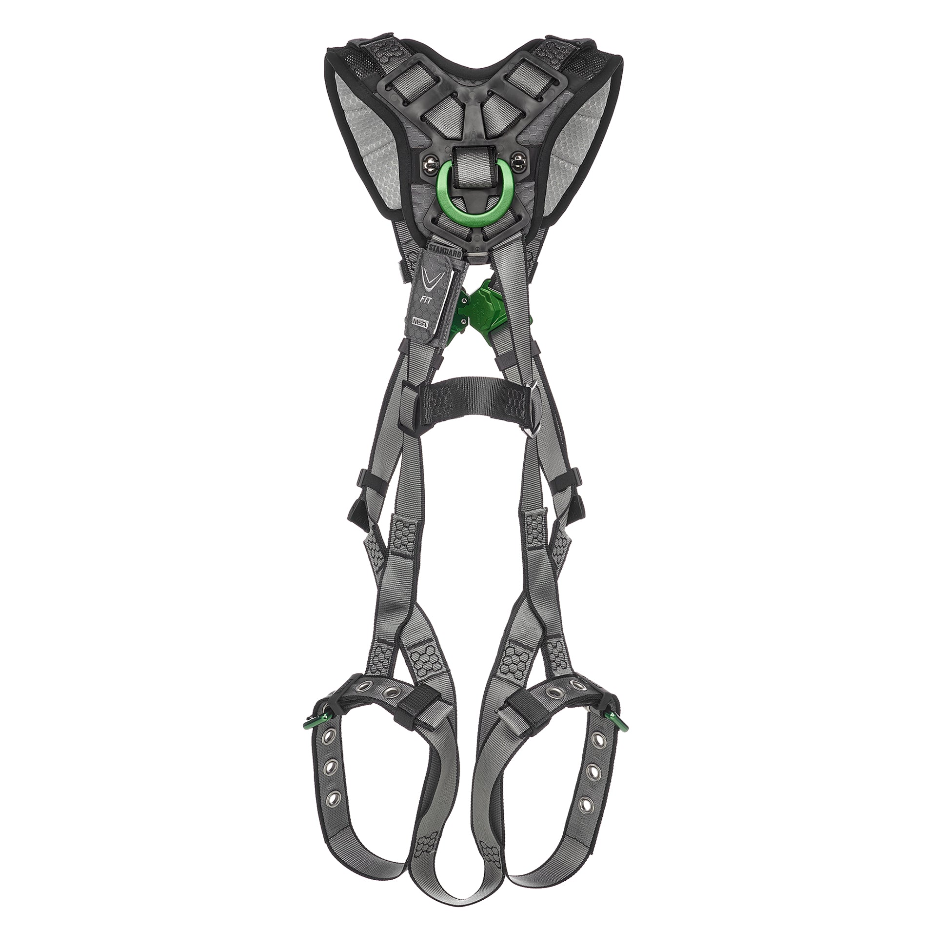 MSA V-FIT Harness w/Back & Shoulder D-Rings - Tongue Buckle Leg Straps - Shoulder Padding - Extra Small - 10194936