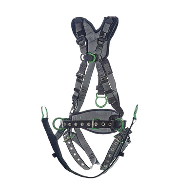 MSA V-FIT Derrick Harness w/Back, Front & Side D-Rings - Tongue Buckle Leg Straps - Shoulder Padding - Standard - 10195205