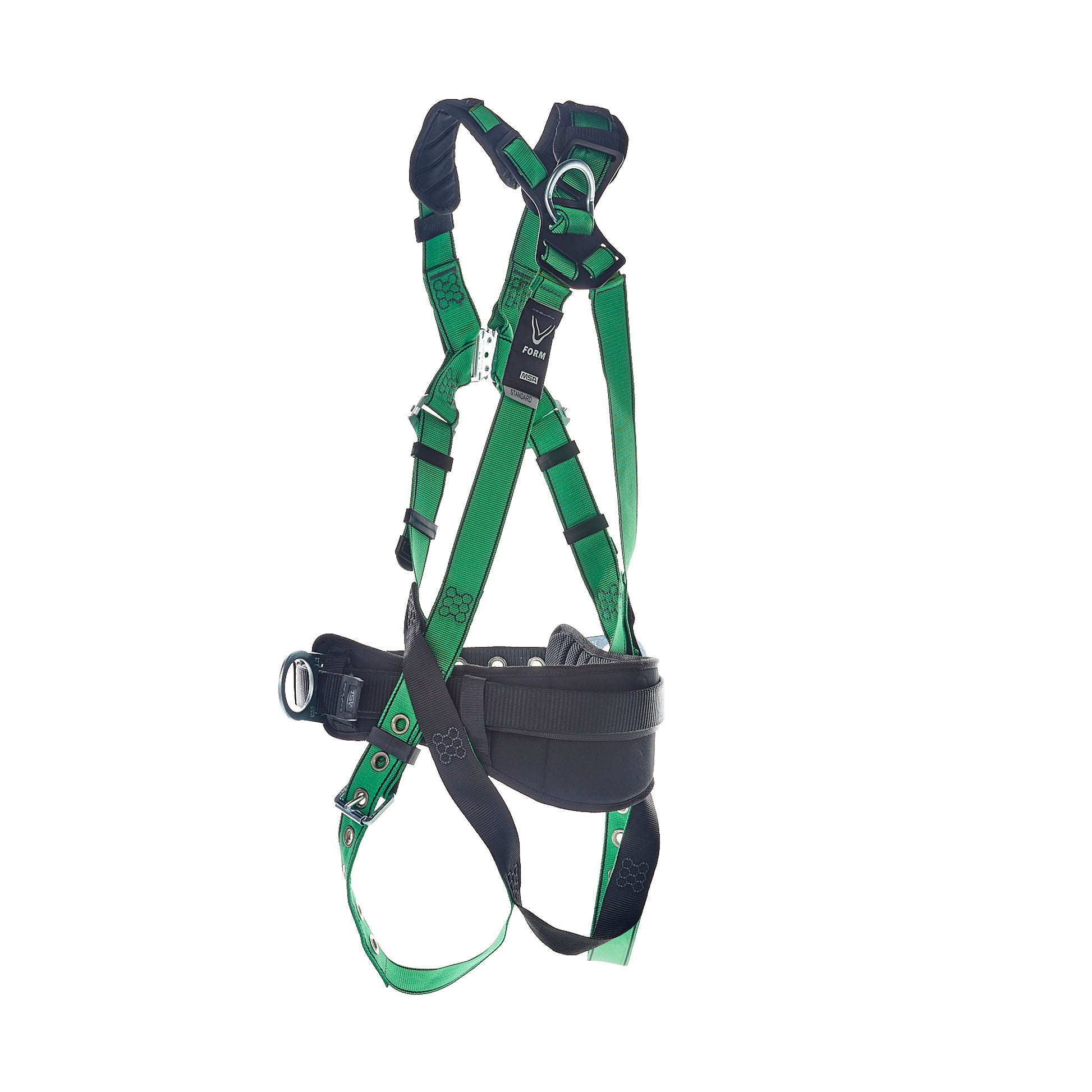 MSA V-FORM Construction Harness w/Back & Side D-Rings - Tongue Buckle Leg Straps Quick Connect Chest Buckle - Shoulder Padding - Standard - 10207734