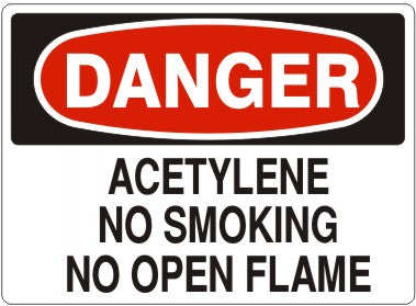 ACETYLENE NO SMOKING NO OPEN FLAME - DANGER SIGN