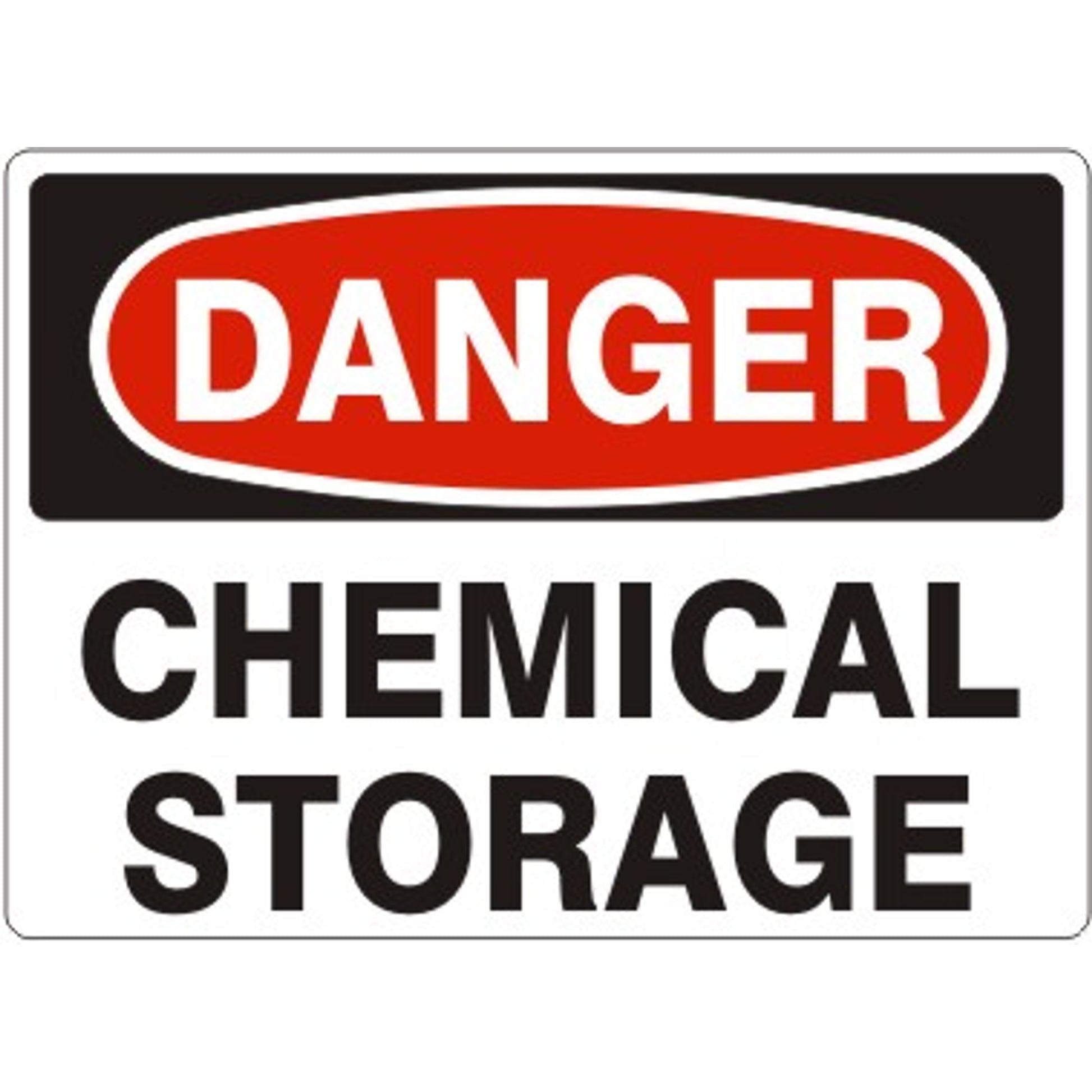 CHEMICAL STORAGE - DANGER SIGN - CHEMICAL STORAGE - DANGER SIGN, 14X20, Adhesive Vinyl