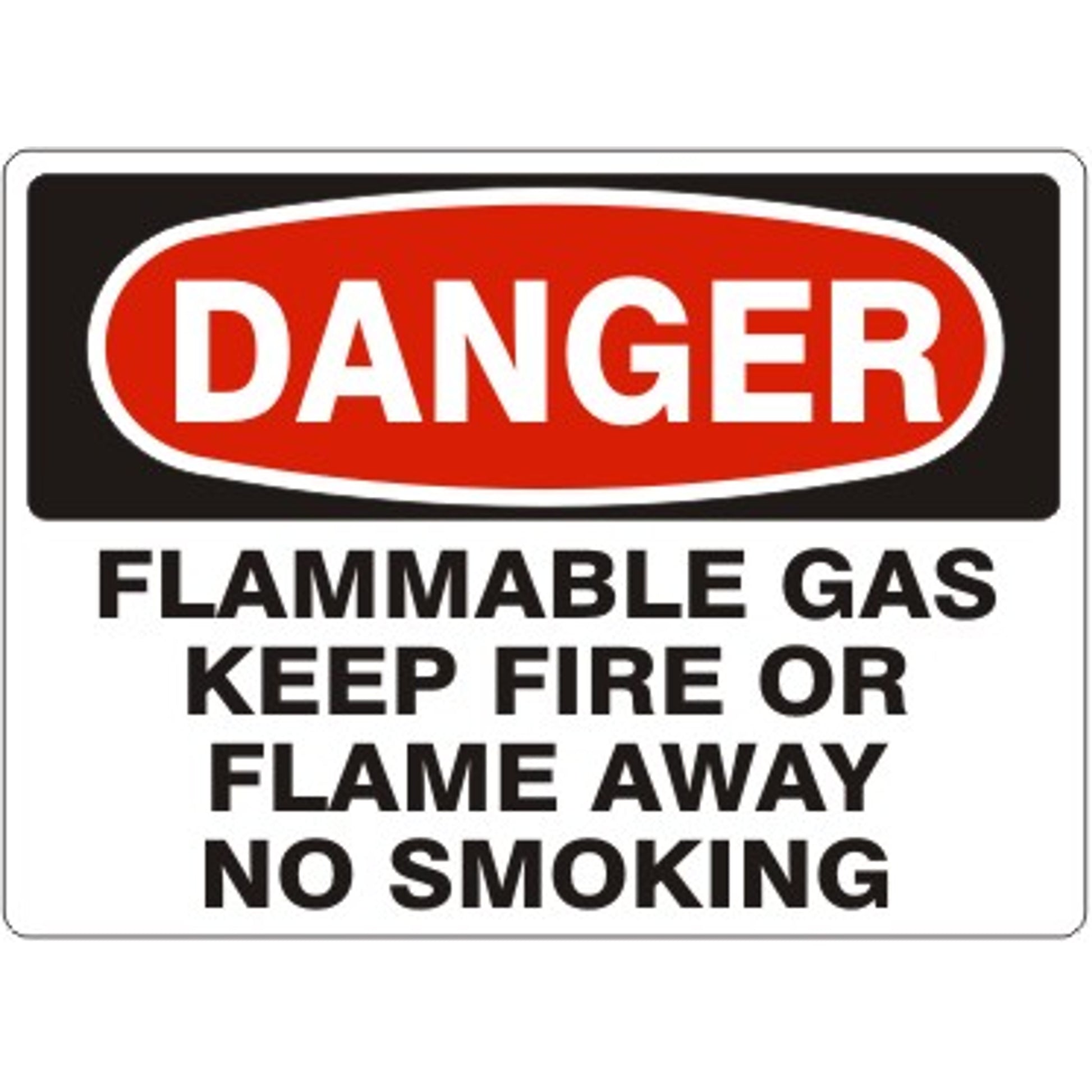 FLAMMABLE GAS KEEP FIRE OR FLAME AWAY NO SMOKING - DANGER SIGN - FLAMMABLE GAS KEEP FIRE OR FLAME AWAY NO SMOKING - DANGER SIGN, 14X20, Adhesive Vinyl