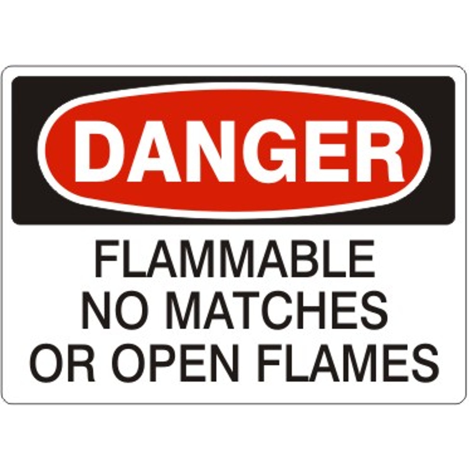 FLAMMABLE NO MATCHES OR OPEN FLAMES - DANGER SIGN - FLAMMABLE NO MATCHES OR OPEN FLAMES - DANGER SIGN, 14X20, Adhesive Vinyl