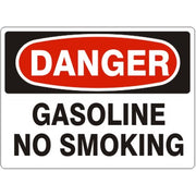 GASOLINE NO SMOKING - DANGER SIGN - GASOLINE NO SMOKING - DANGER SIGN, 14X20, Adhesive Vinyl