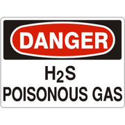 H2S POISONOUS GAS - DANGER SIGN - H2S POISONOUS GAS - DANGER SIGN, 14X20, Adhesive Vinyl