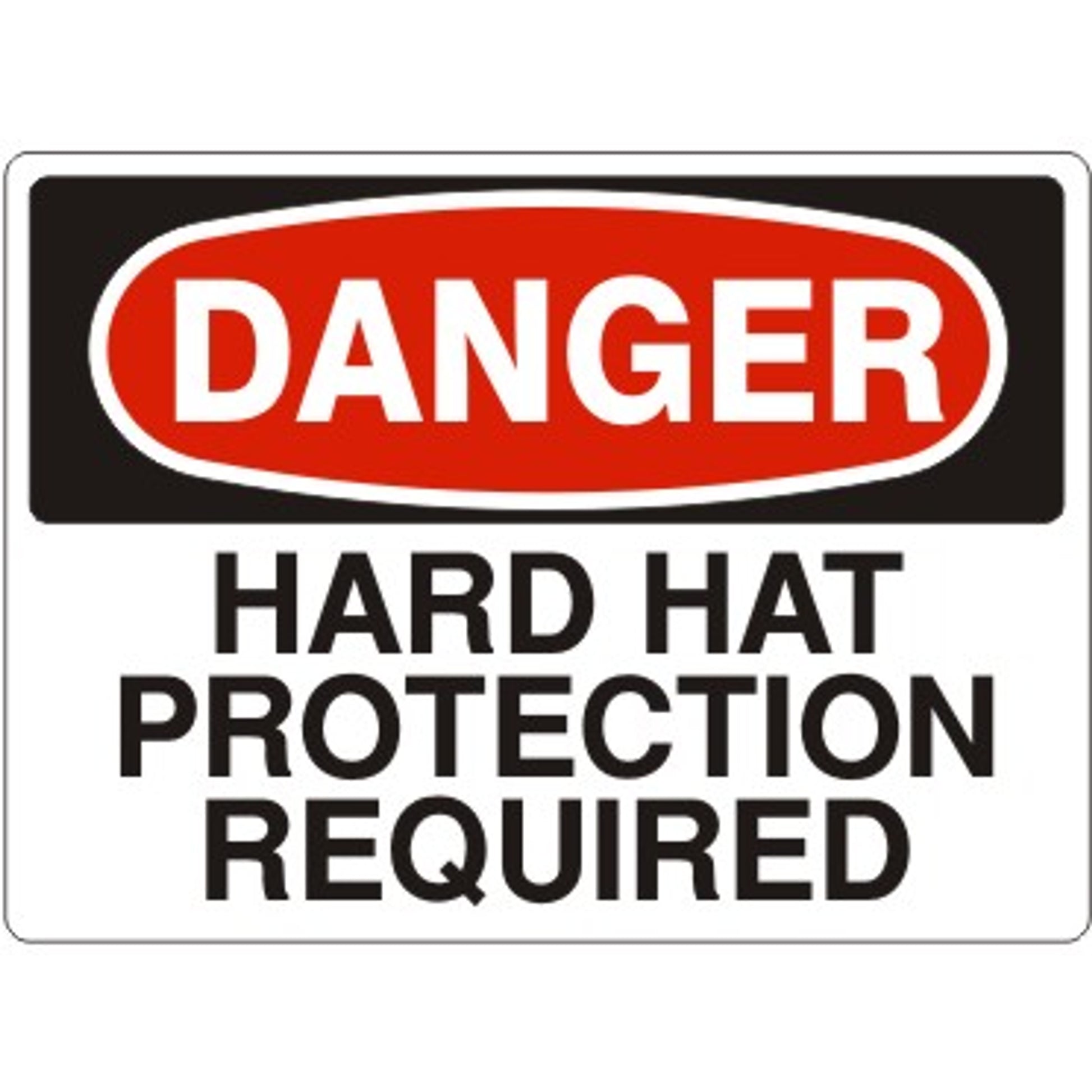 HARD HAT PROTECTION REQUIRED - DANGER SIGN - HARD HAT PROTECTION REQUIRED - DANGER SIGN, 14X20, Adhesive Vinyl
