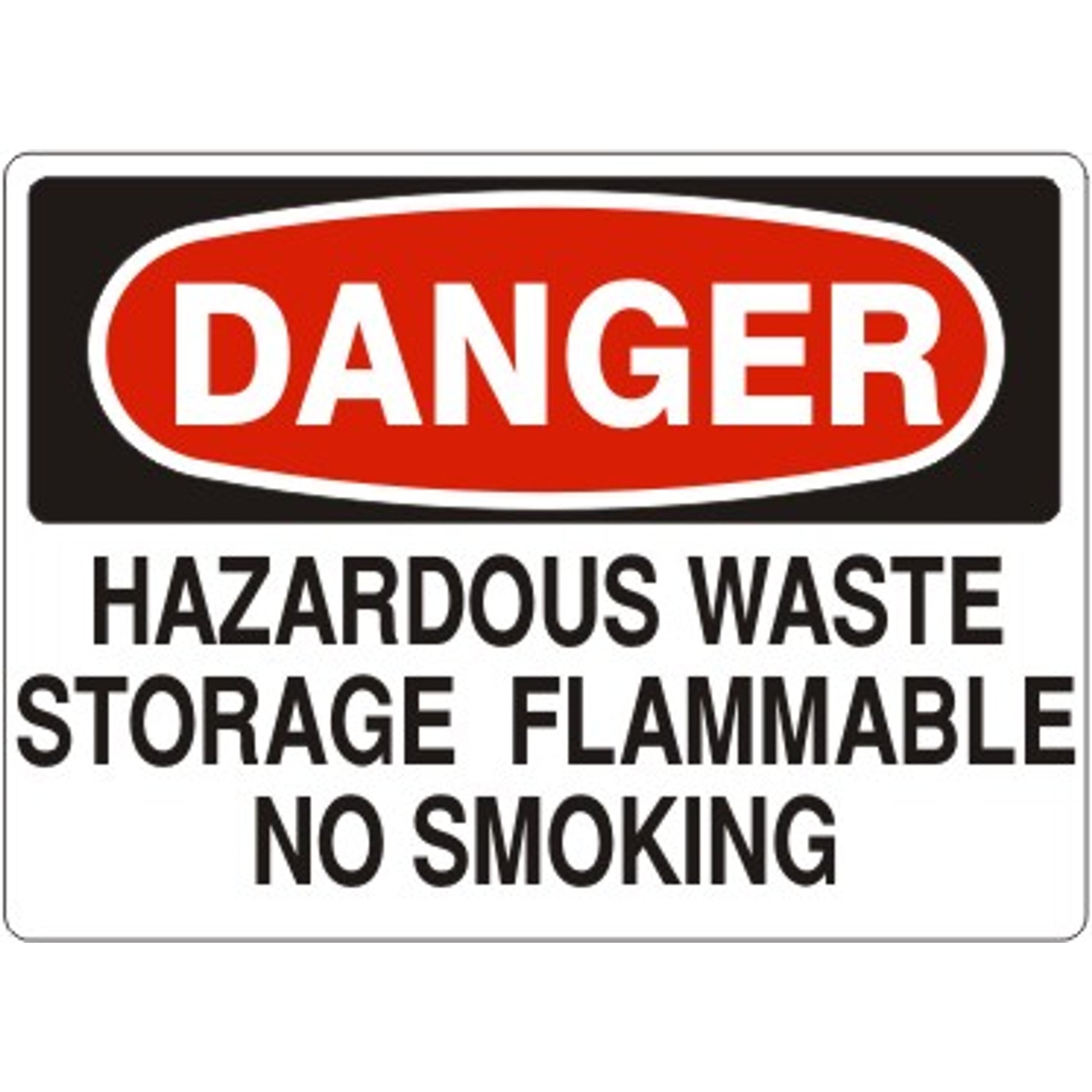 HAZARDOUS WASTE STORAGE FLAMMABLE NO SMOKING - DANGER SIGN - HAZARDOUS WASTE STORAGE FLAMMABLE NO SMOKING - DANGER SIGN, 14X20, Adhesive Vinyl