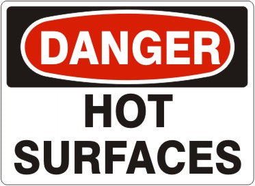 HOT SURFACES - DANGER SIGN
