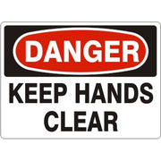 KEEP HANDS CLEAR - DANGER SIGN - KEEP HANDS CLEAR - DANGER SIGN, 14X20, Adhesive Vinyl