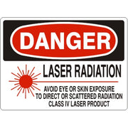 LASER RADIATION AVOID EYE OR SKIN EXPOSURE TO DIRECT OR - DANGER SIGN - LASER RADIATION AVOID EYE OR SKIN EXPOSURE TO DIRECT OR - DANGER SIGN, 14X20, Adhesive Vinyl