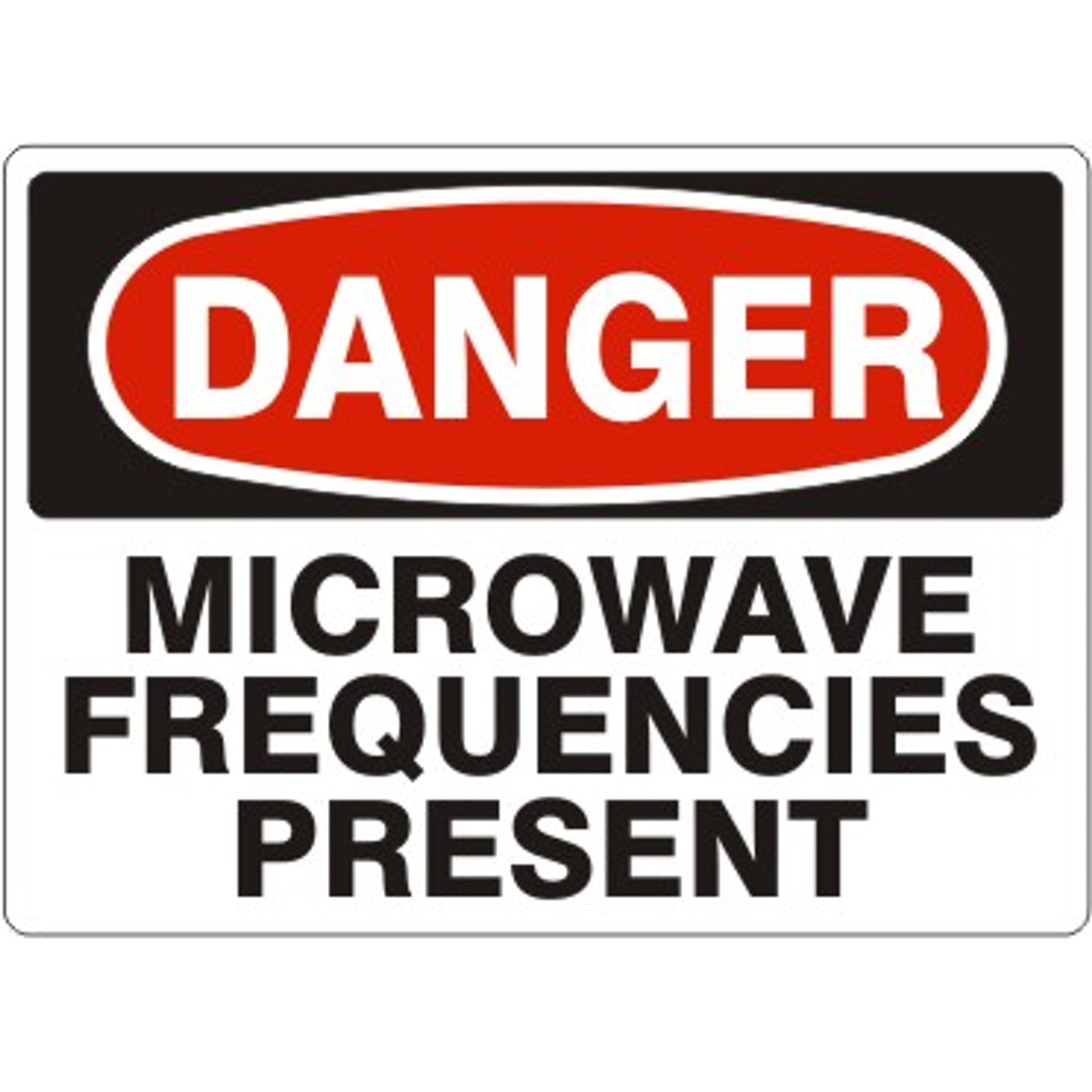 MICROWAVE FREQUENCIES PRESENT - DANGER SIGN - MICROWAVE FREQUENCIES PRESENT - DANGER SIGN, 14X20, Adhesive Vinyl