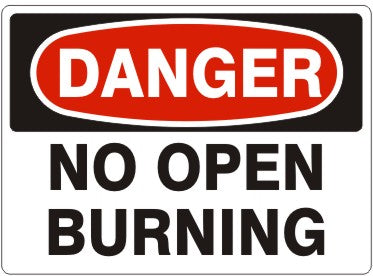 NO OPEN BURNING - DANGER SIGN
