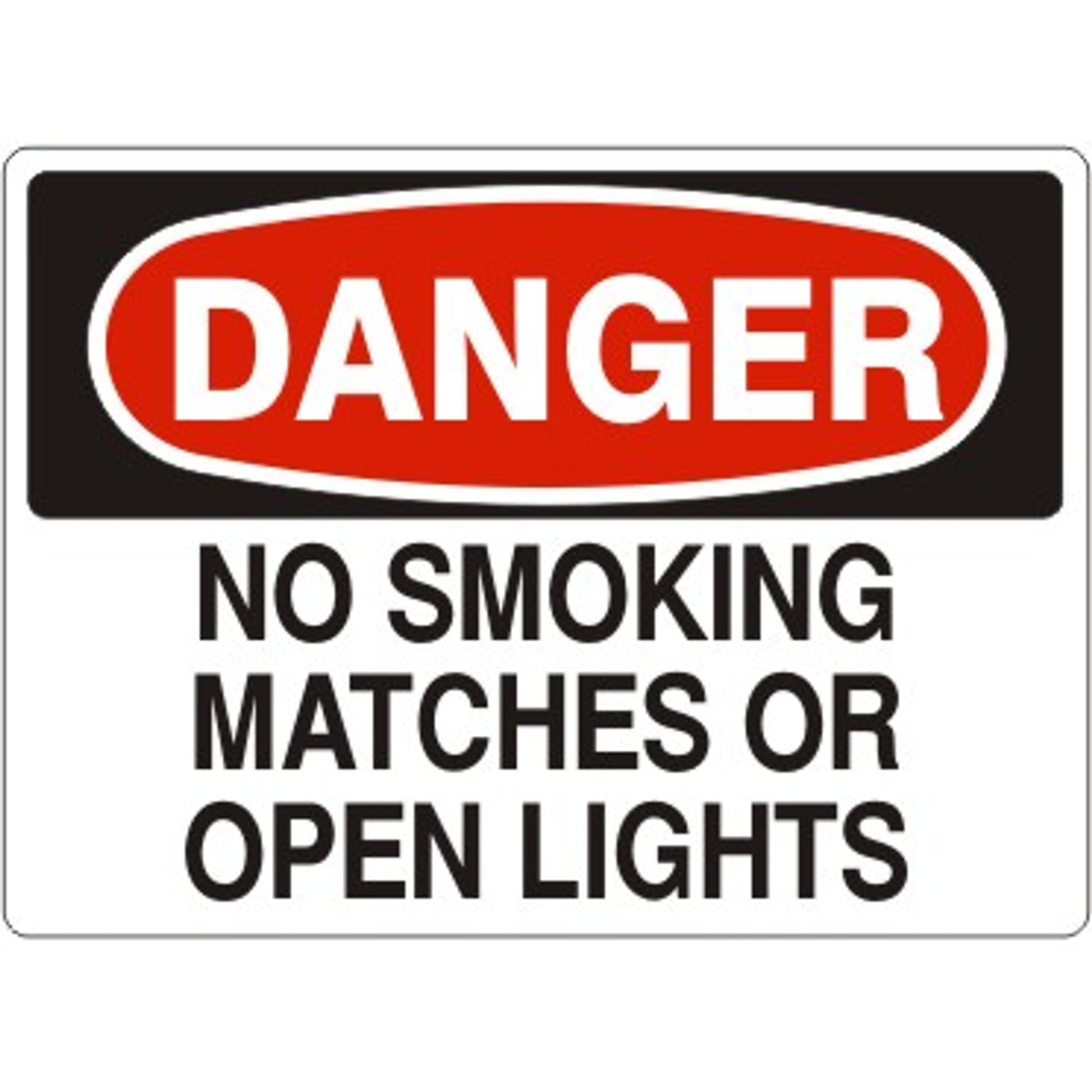 NO SMOKING  MATCHES OR OPEN LIGHTS - DANGER SIGN - NO SMOKING  MATCHES OR OPEN LIGHTS - DANGER SIGN, 14X20, Adhesive Vinyl