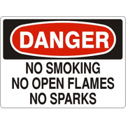 NO SMOKING NO OPEN FLAMES NO SPARKS - DANGER SIGN - NO SMOKING NO OPEN FLAMES NO SPARKS - DANGER SIGN, 14X20, Adhesive Vinyl