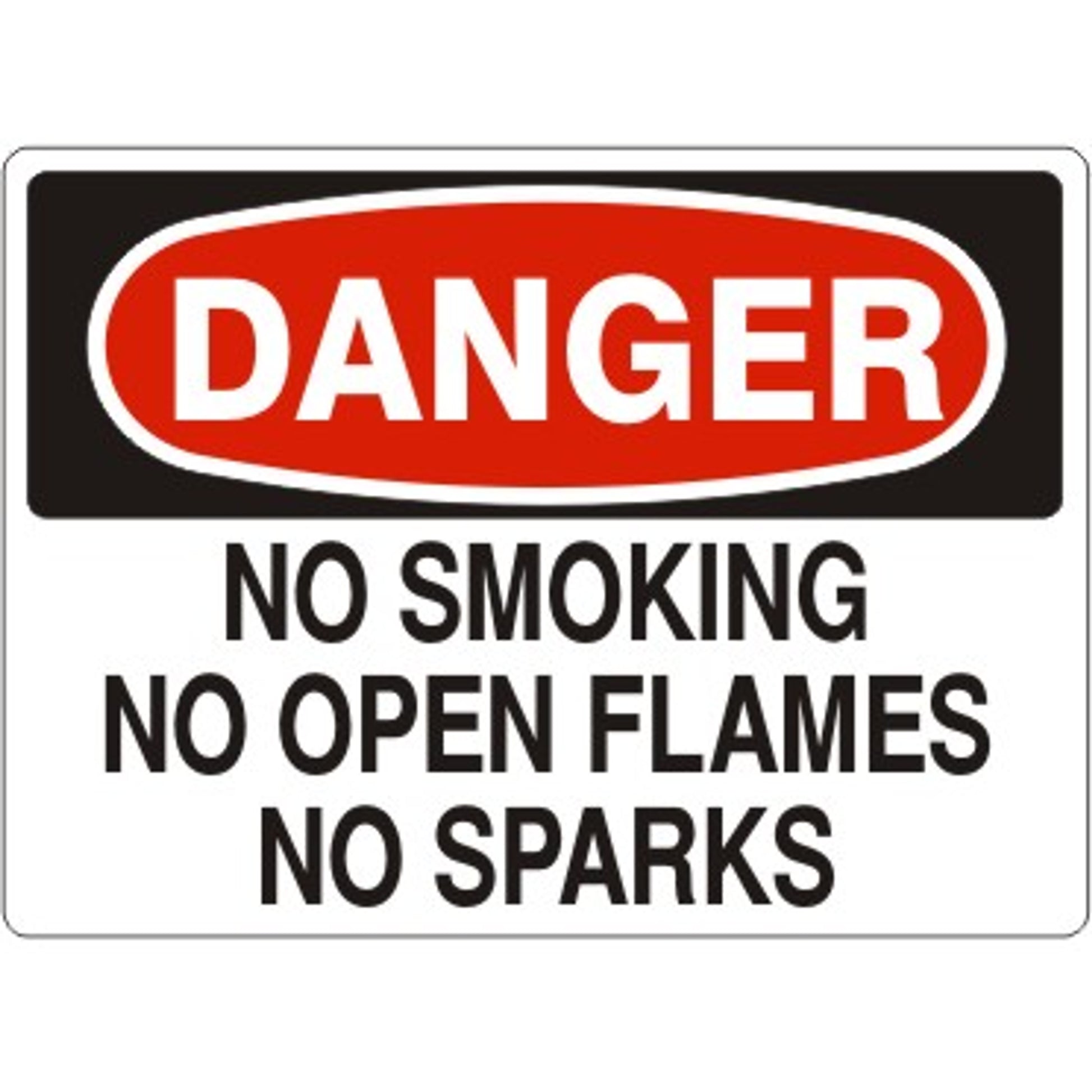NO SMOKING NO OPEN FLAMES NO SPARKS - DANGER SIGN - NO SMOKING NO OPEN FLAMES NO SPARKS - DANGER SIGN, 14X20, Adhesive Vinyl