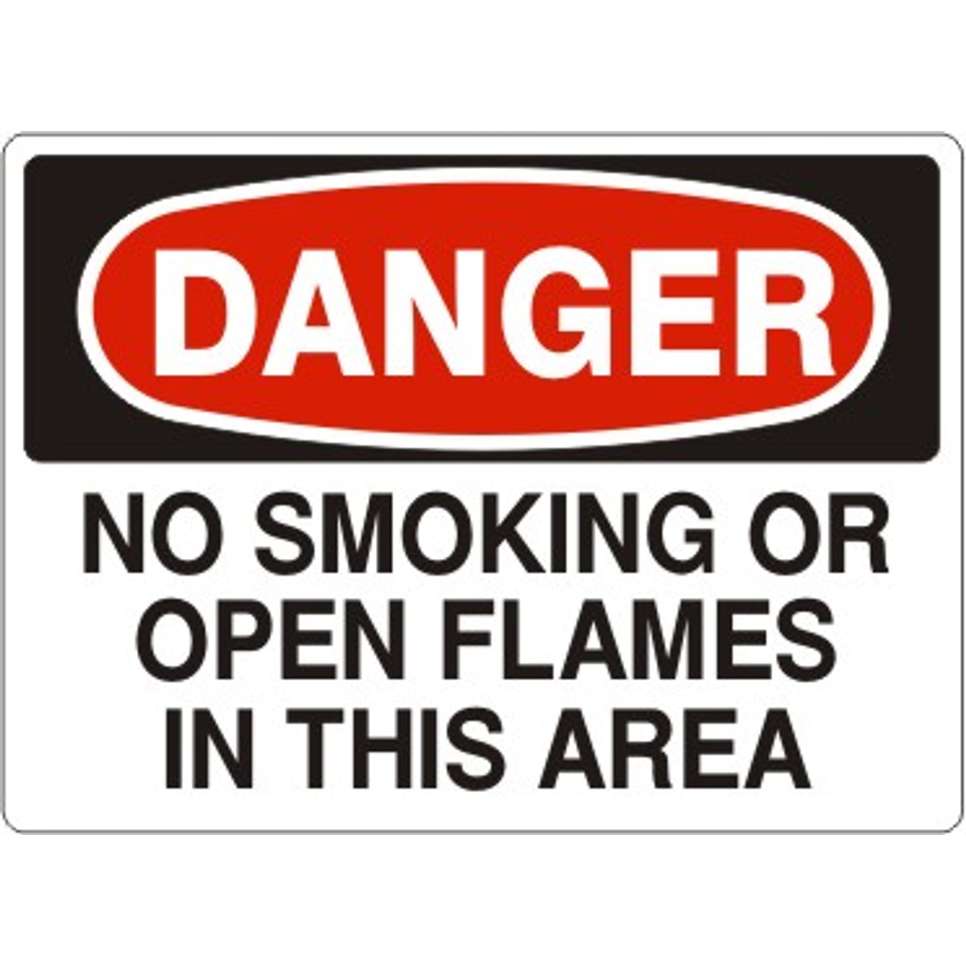 NO SMOKING OR OPEN FLAMES IN THIS AREA - DANGER SIGN - NO SMOKING OR OPEN FLAMES IN THIS AREA - DANGER SIGN, 14X20, Adhesive Vinyl