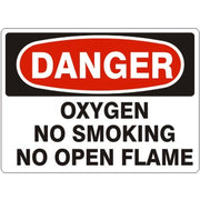 OXYGEN NO SMOKING NO OPEN FLAME - DANGER SIGN - OXYGEN NO SMOKING NO OPEN FLAME - DANGER SIGN, 14X20, Adhesive Vinyl