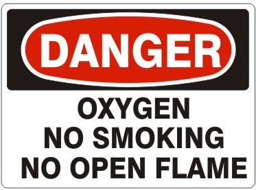 OXYGEN NO SMOKING NO OPEN FLAME - DANGER SIGN