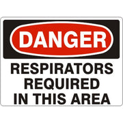 RESPIRATORS REQUIRED IN THIS AREA - DANGER SIGN - RESPIRATORS REQUIRED IN THIS AREA - DANGER SIGN, 14X20, Adhesive Vinyl