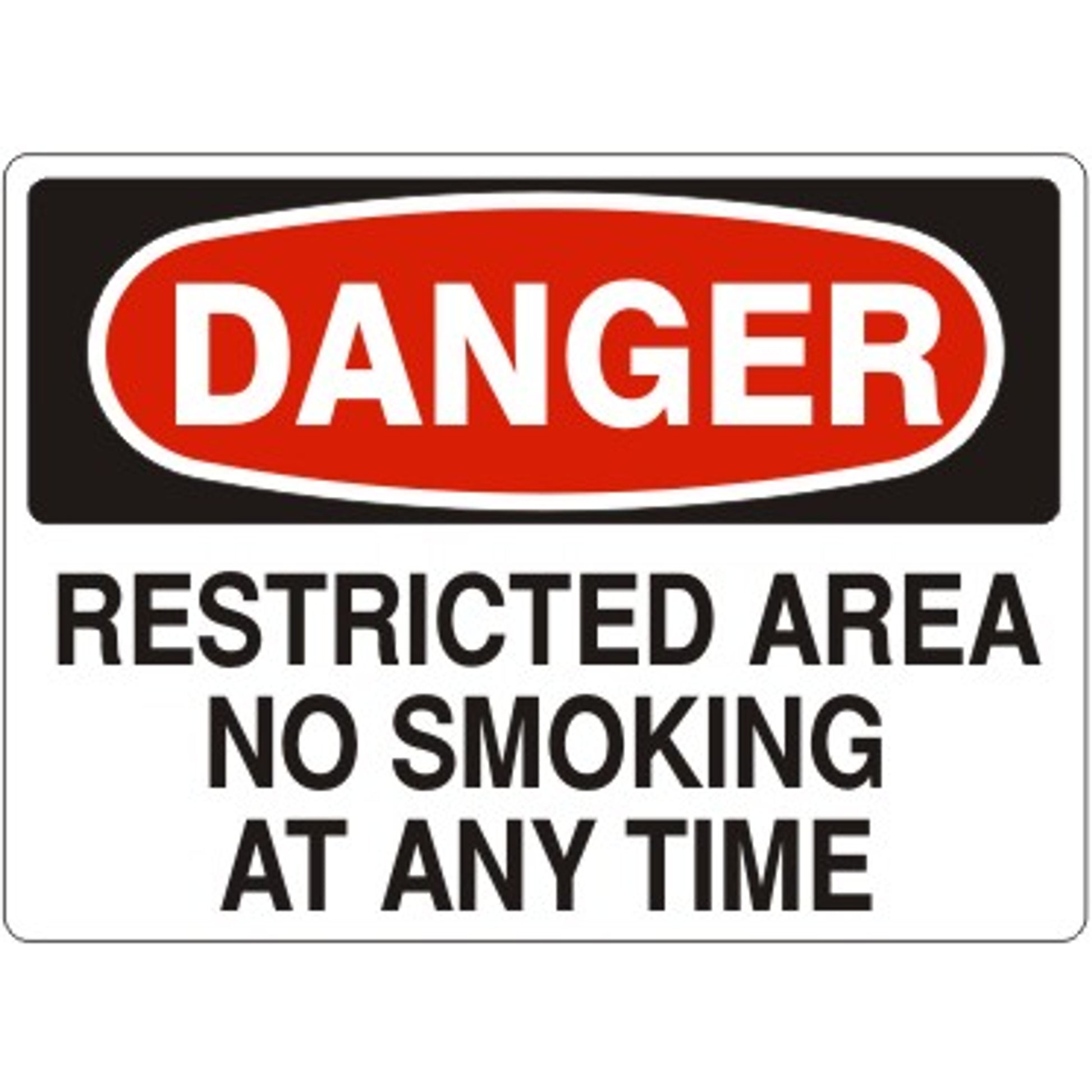 RESTRICTED AREA NO SMOKING AT ANY TIME - DANGER SIGN - RESTRICTED AREA NO SMOKING AT ANY TIME - DANGER SIGN, 14X20, Adhesive Vinyl
