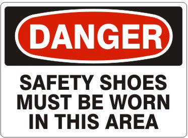 SAFETY SHOES MUST BE WORN IN THIS AREA - DANGER SIGN