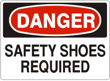 SAFETY SHOES REQUIRED - DANGER SIGN