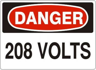 208 VOLTS - DANGER SIGN