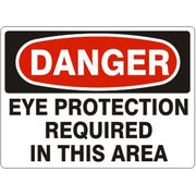 EYE PROTECTION REQUIRED IN THIS AREA - DANGER SIGN - EYE PROTECTION REQUIRED IN THIS AREA - DANGER SIGN, 14X20, Adhesive Vinyl
