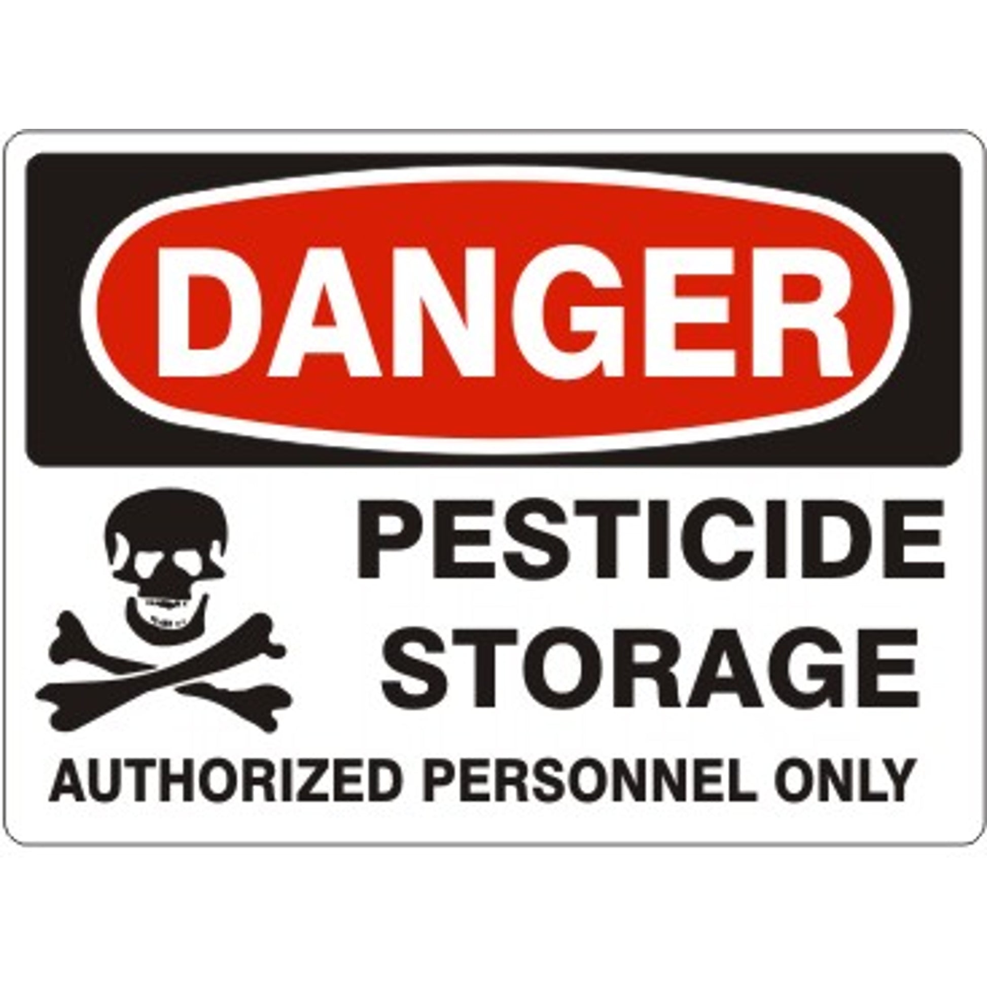 PESTICIDE STORAGE AUTHORIZED PERSONNEL ONLY POISON PICTO - DANGER SIGN - PESTICIDE STORAGE AUTHORIZED PERSONNEL ONLY POISON PICTO - DANGER SIGN, 14X20, Adhesive Vinyl