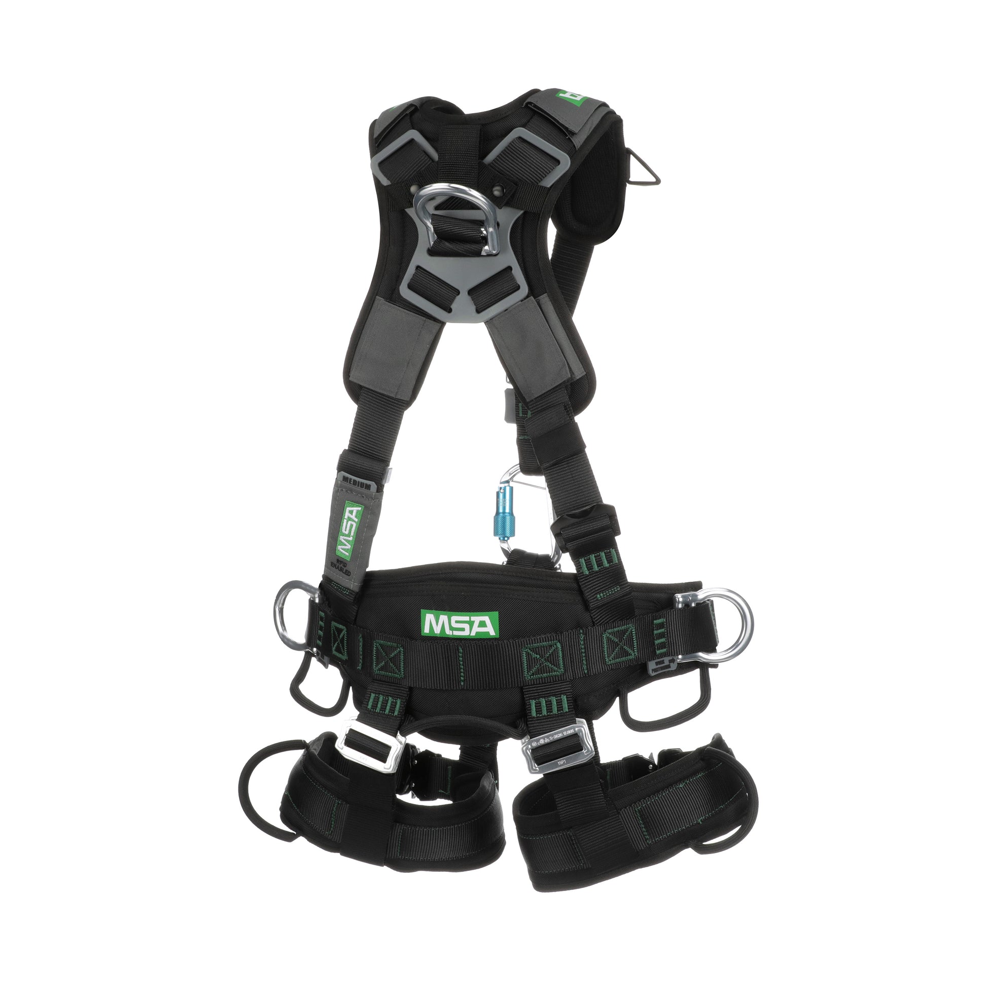 MSA Gravity Suspension Harness w/Back, Front, Belly, & Side D-Rings - Lumbar, Shoulder & Leg Padding - Medium - 10150457