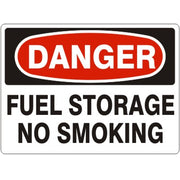 FUEL STORAGE NO SMOKING - DANGER SIGN - FUEL STORAGE NO SMOKING - DANGER SIGN, 14X20, Adhesive Vinyl