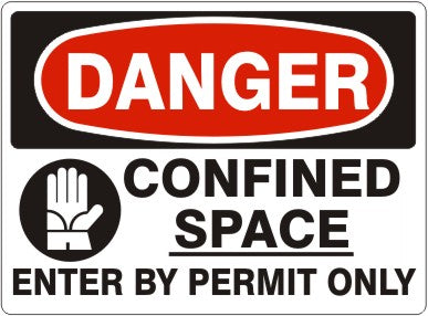 PICTOGRAM CONFINED SPACE ENTER BY PERMIT ONLY - DANGER SIGN