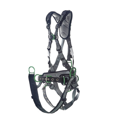 MSA V-FIT Derrick Harness w/Back, Front & Side D-Rings - Tongue Buckle Leg Straps - Shoulder Padding - Extra Large - 10195206