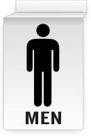 MEN BLACK LETTERS ON WHITE BACKGROUND - CEILING SIGN