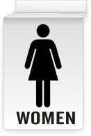 WOMEN BLACK LETTERS ON WHITE BACKGROUND - CEILING SIGN
