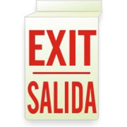 GLOW EXIT SALIDA  BILINGUAL DOUBLE-SIDED CEILING SIGN - GLOW EXIT SALIDA  BILINGUAL DOUBLE-SIDED CEILING SIGN, 14x10, Aluminum Glow